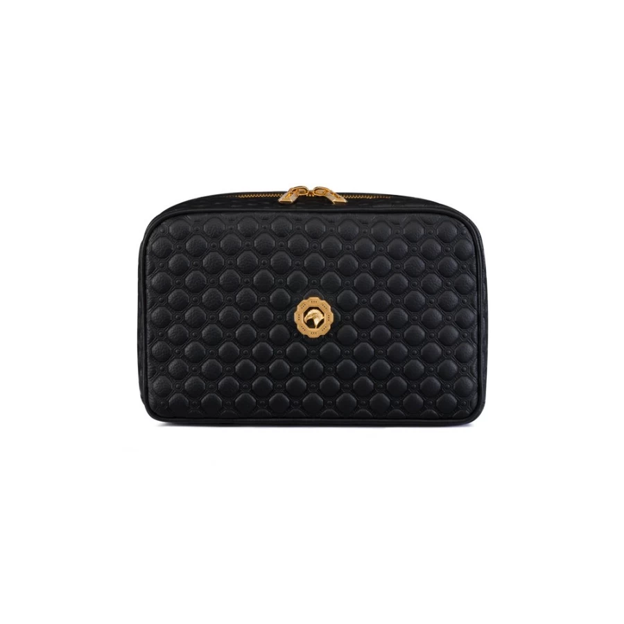 "Stefano Ricci Luxury Calfskin Leather Toiletry Bag for Men – Premium Travel Cosmetic Case"