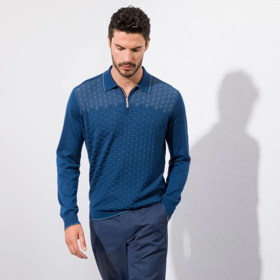 "Stefano Ricci Men's Premium Zip Polo Shirt – Luxury Designer Knitwear"