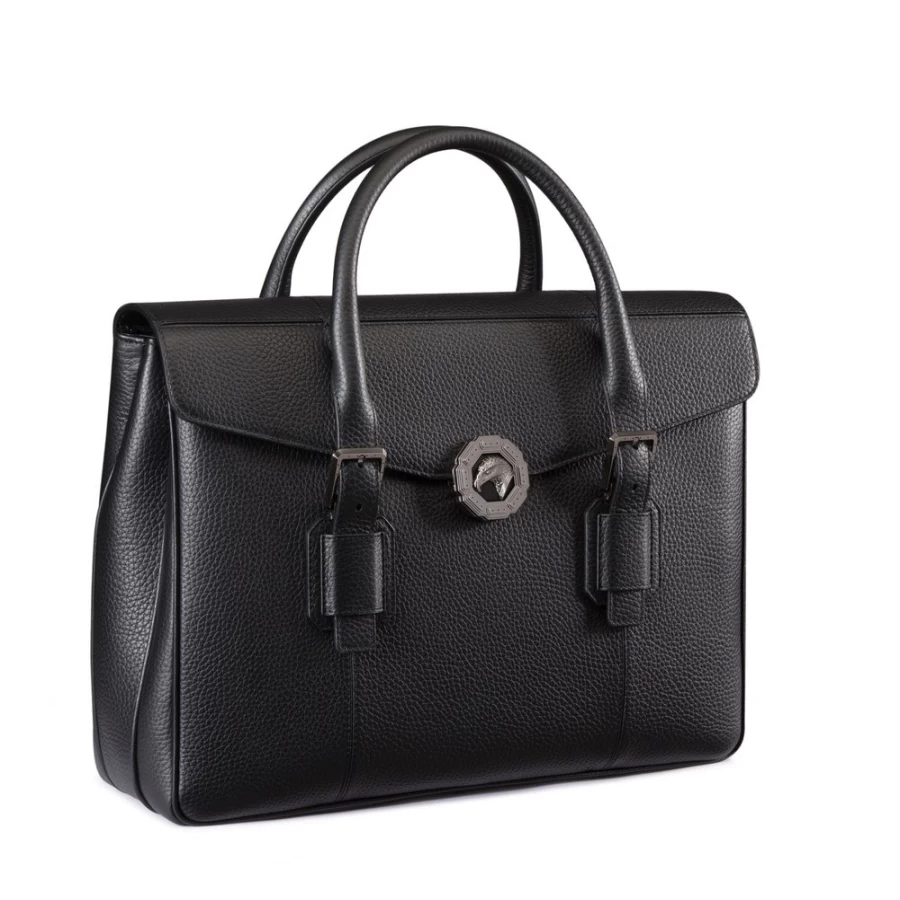 Stefano Ricci Handcrafted Genuine Calfskin Leather Business Briefcase for Men - Luxury Designer Work Bag