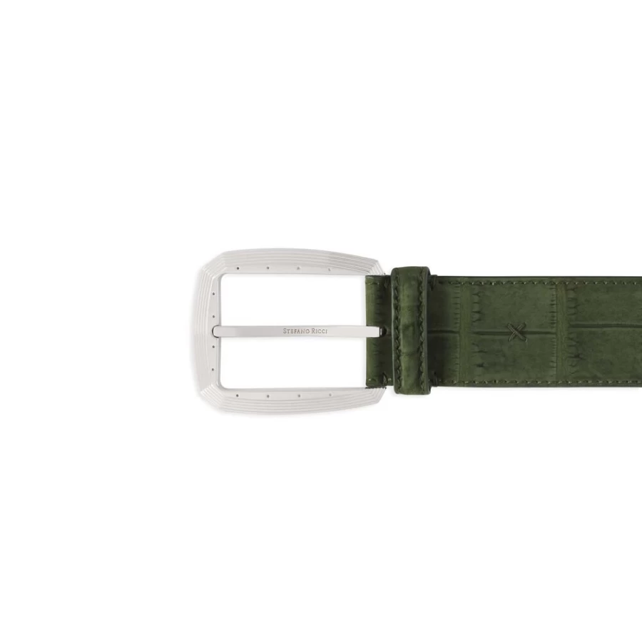 Stefano Ricci Genuine Crocodile Leather Handmade Belt for Men Luxury Nubuck Finish
