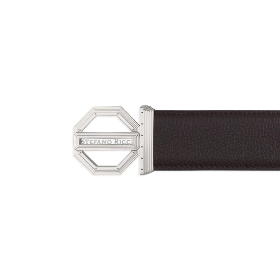 Stefano Ricci Luxury Calfskin Leather Belt in M019 Brown - Premium Italian Designer Men's Accessory