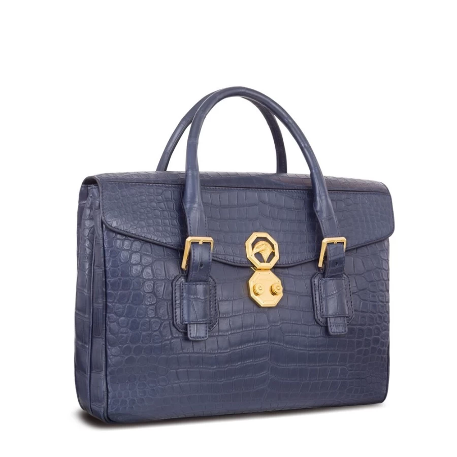 "Stefano Ricci Handmade Genuine Crocodile Leather Briefcase – Luxury Men's Business Bag"