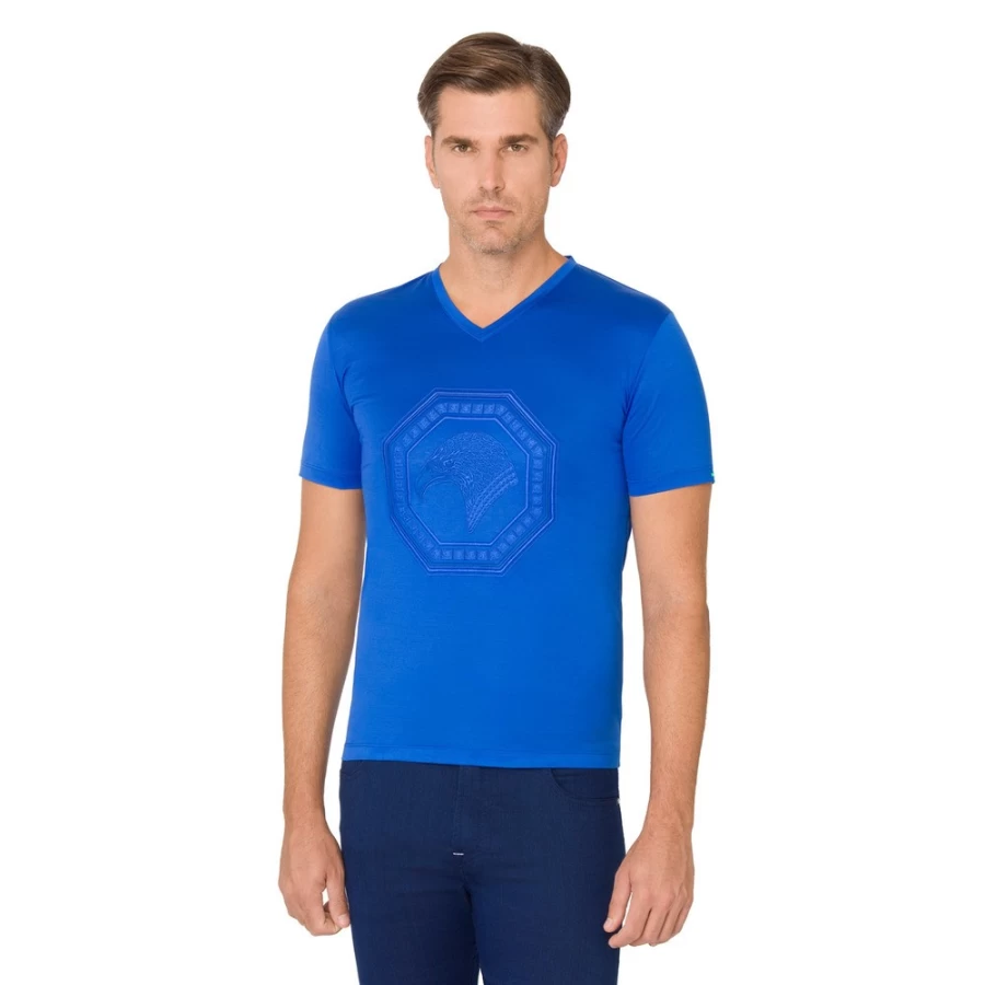 Stefano Ricci Men's B019 V-Neck T-Shirt for Men - Premium Cotton Luxury Tee