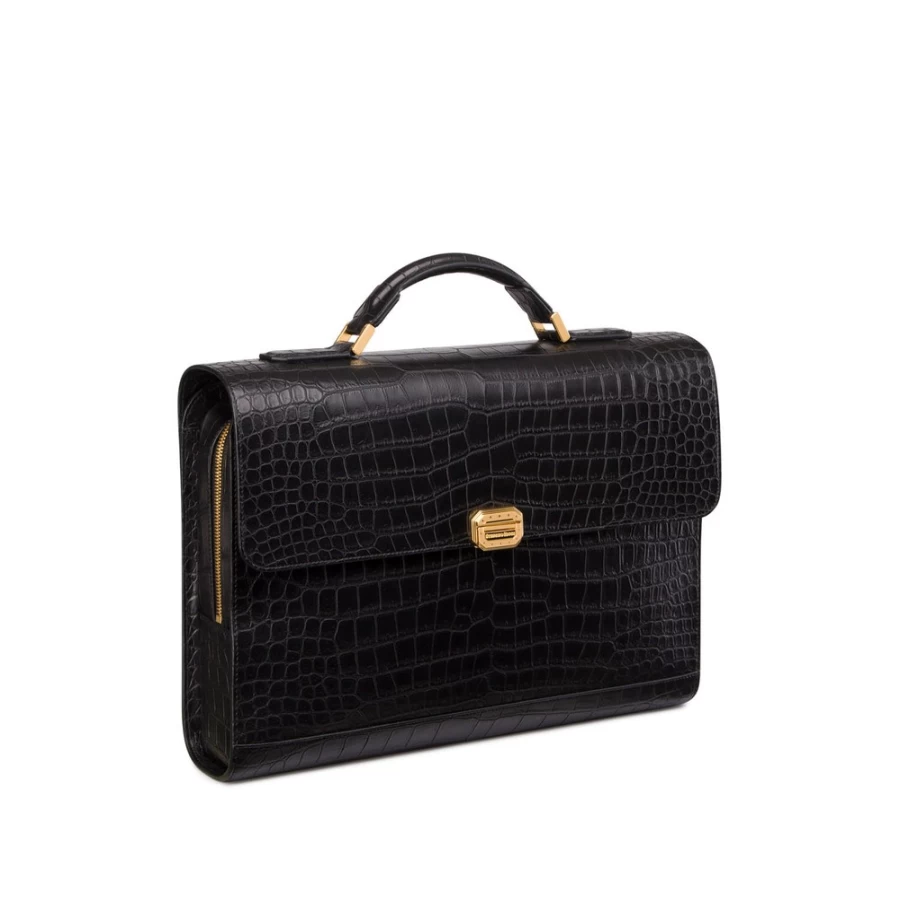 "Stefano Ricci Luxury Handmade Matte Crocodile Leather Briefcase for Men"