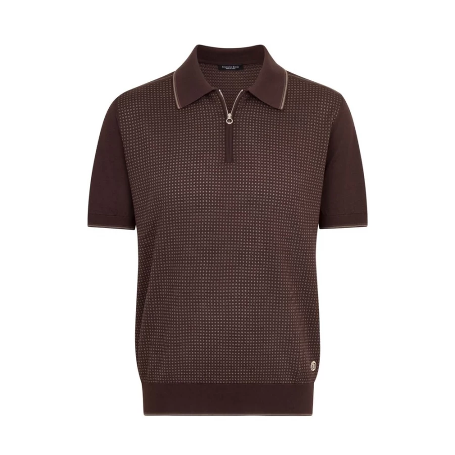 Stefano Ricci Men's Zip Polo Shirt in Premium Fabric - Stylish & Comfortable Design for Modern Wardrobe