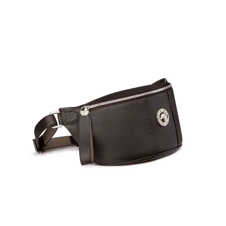 Stefano Ricci Luxury Calfskin Leather Belt Bag in M019 Brown - Stylish Men's Waist Pack
