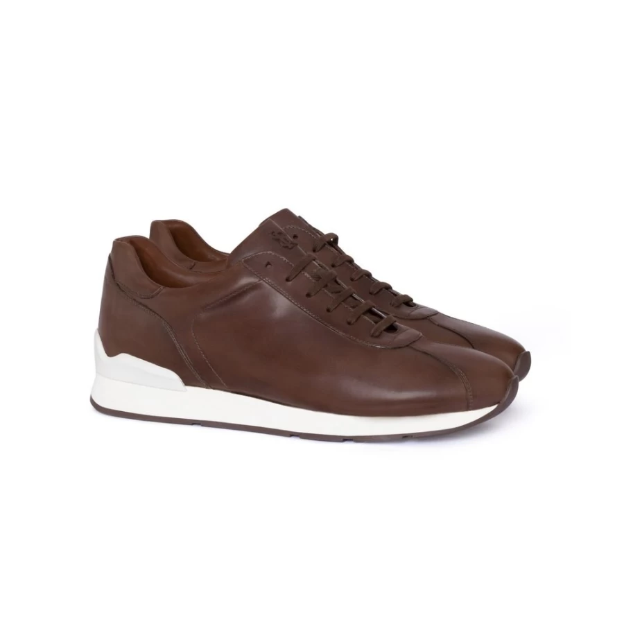 Stefano Ricci Shiny Calfskin Leather Men's Sneakers - Luxury Italian Designer Shoes