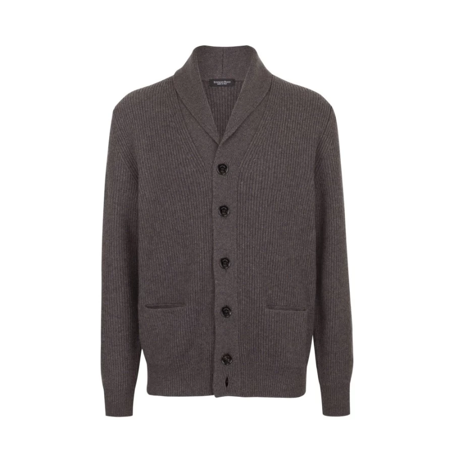 "Stefano Ricci Men's Chunky Knit Cardigan - Luxury Wool Oversized Sweater"