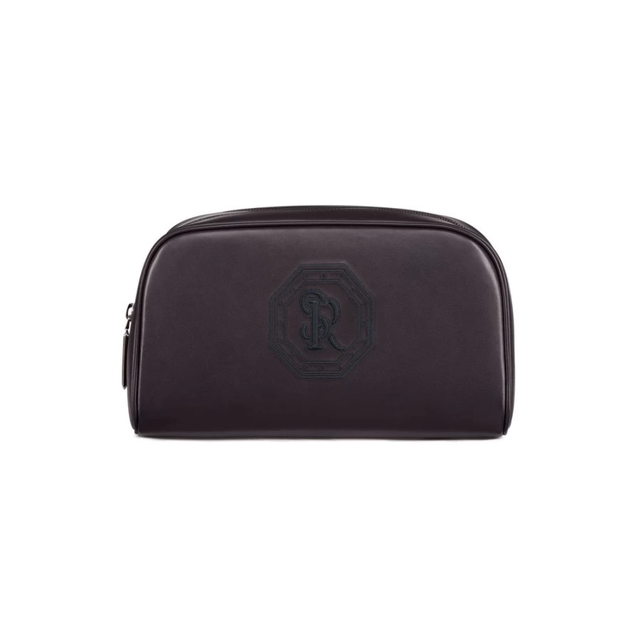 "Stefano Ricci Luxury Calfskin Leather Toiletry Bag for Men – Premium Travel Cosmetic Case"