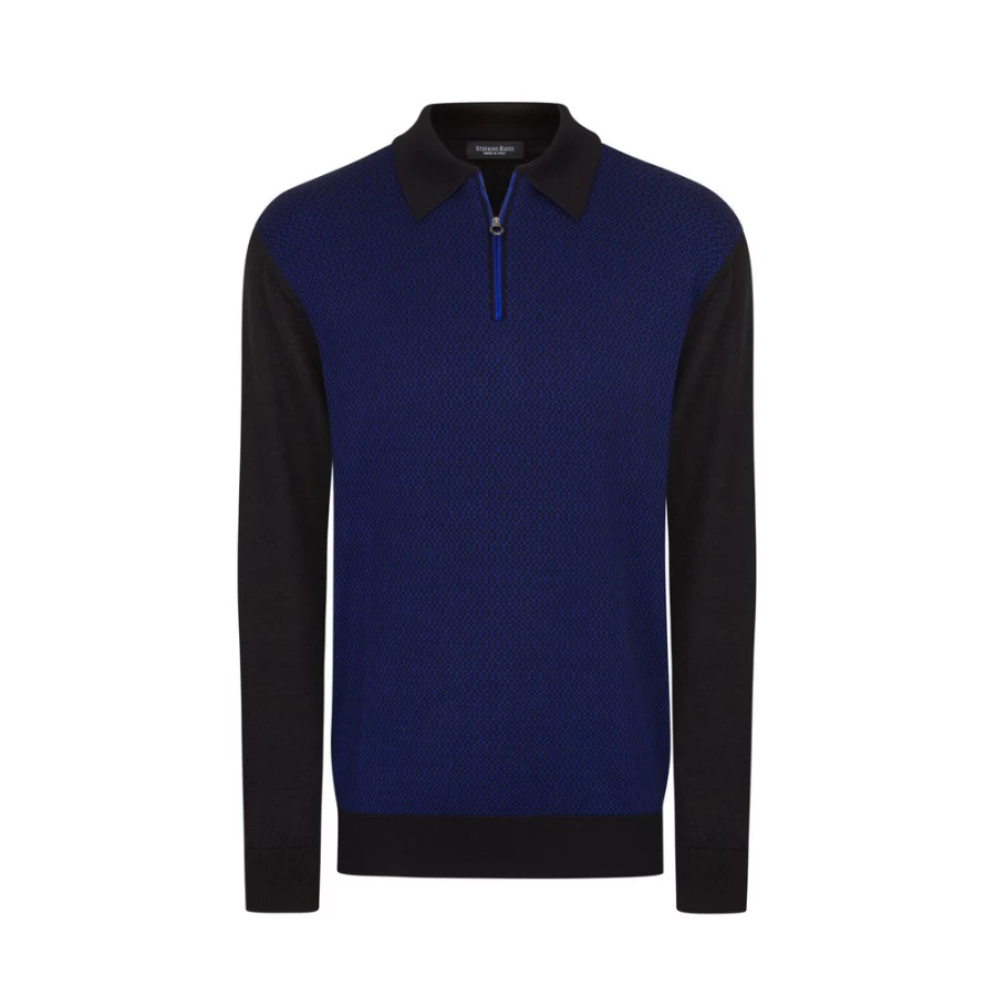 Stefano Ricci Men's Zip Polo Shirt in Elegant Red - Premium Cotton Knitwear