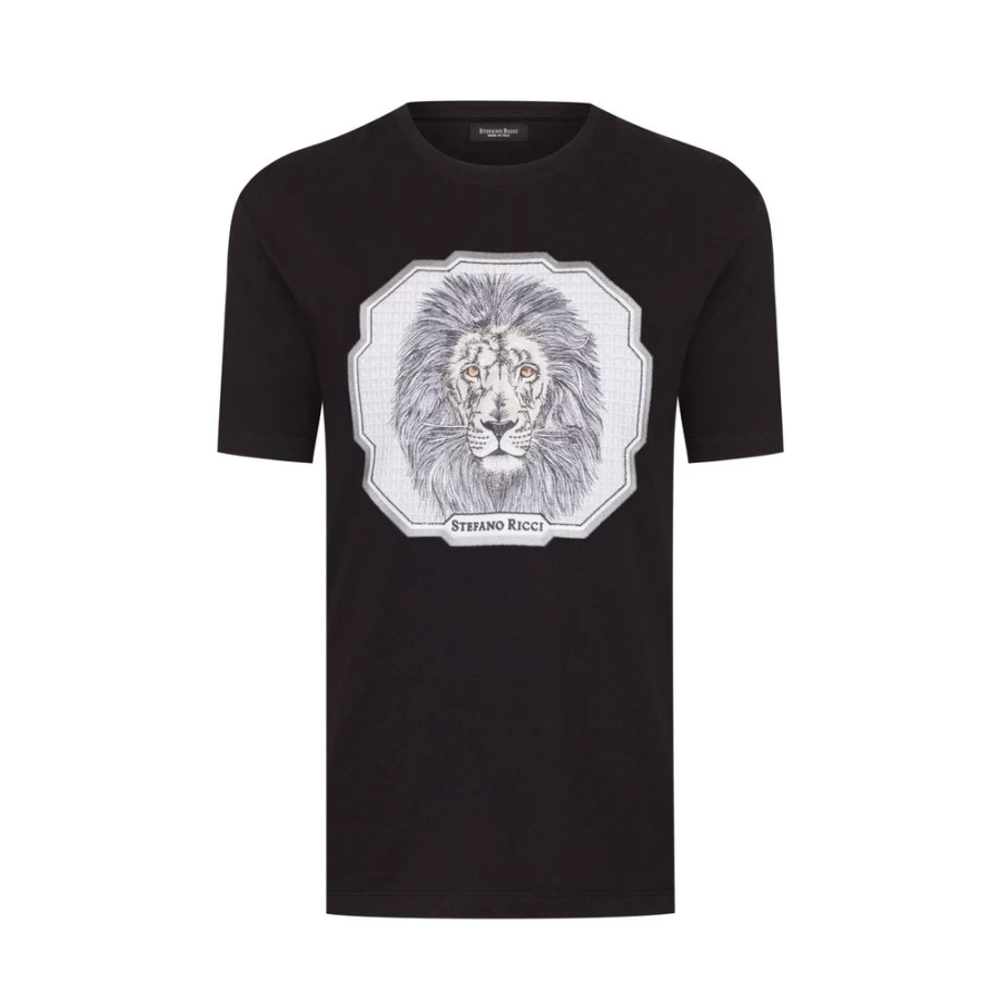 Stefano Ricci Men's Luxury Crewneck T-Shirt Premium Cotton Classic Fit