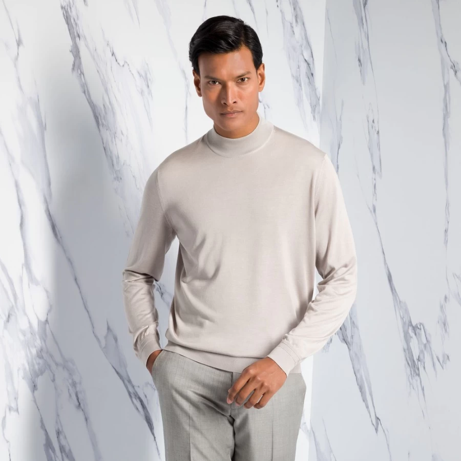 Stefano Ricci Men's Silk Mockneck Sweater in Elegant Shade F22101_218