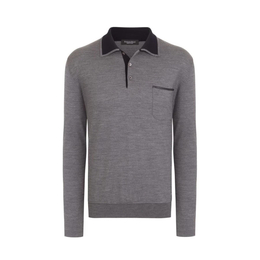 Stefano Ricci Men's Premium Three-Button Polo Shirt – Classic Fit Luxury Knitwear