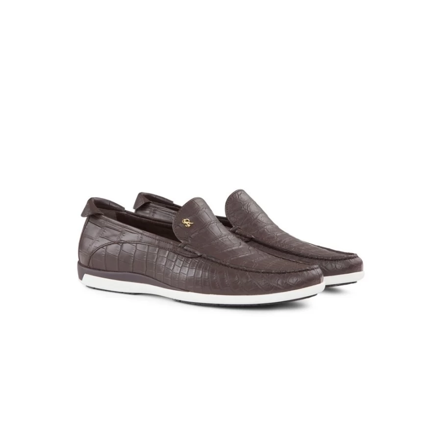 Stefano Ricci Men's Casual Crocodile Leather Loafers in Color M022 - Premium Luxury Slip-On Shoes