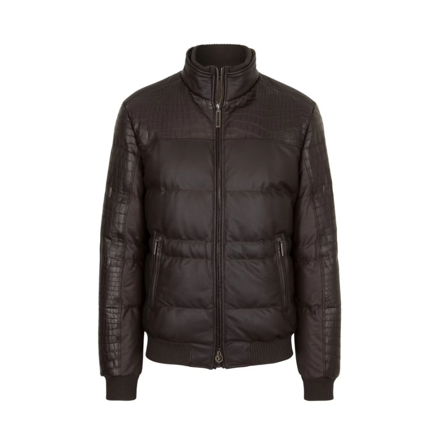 Stefano Ricci Men's Luxury Crocodile Leather & Lambskin Blouson Jacket