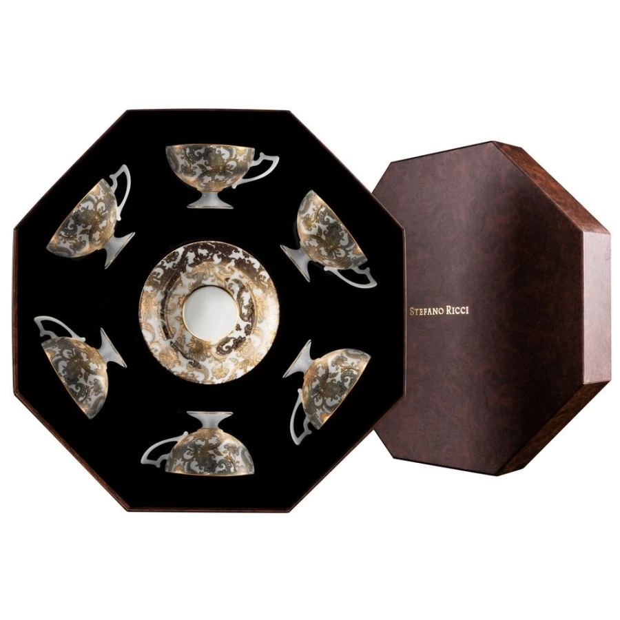 Stefano Ricci Luxury Teacups Gift Box - Premium Italian Botticelli Design Tea Set