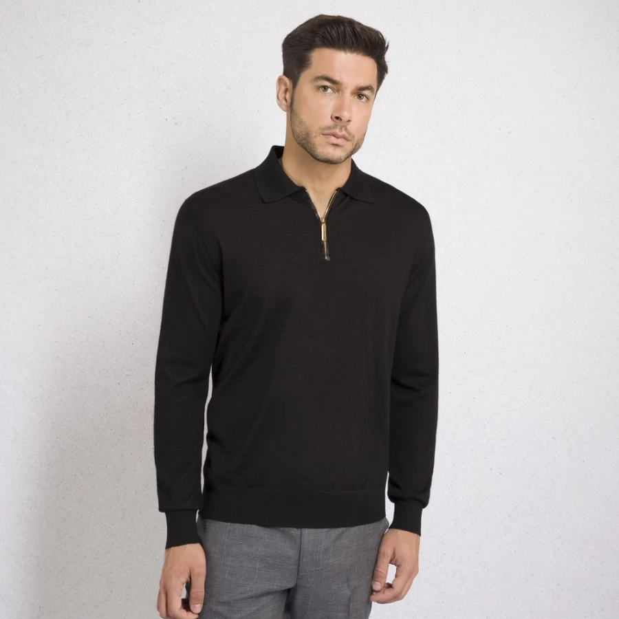 Stefano Ricci Men's Luxury Cashmere Silk Blend Zip Polo Shirt in Elegant Color F23303_2131