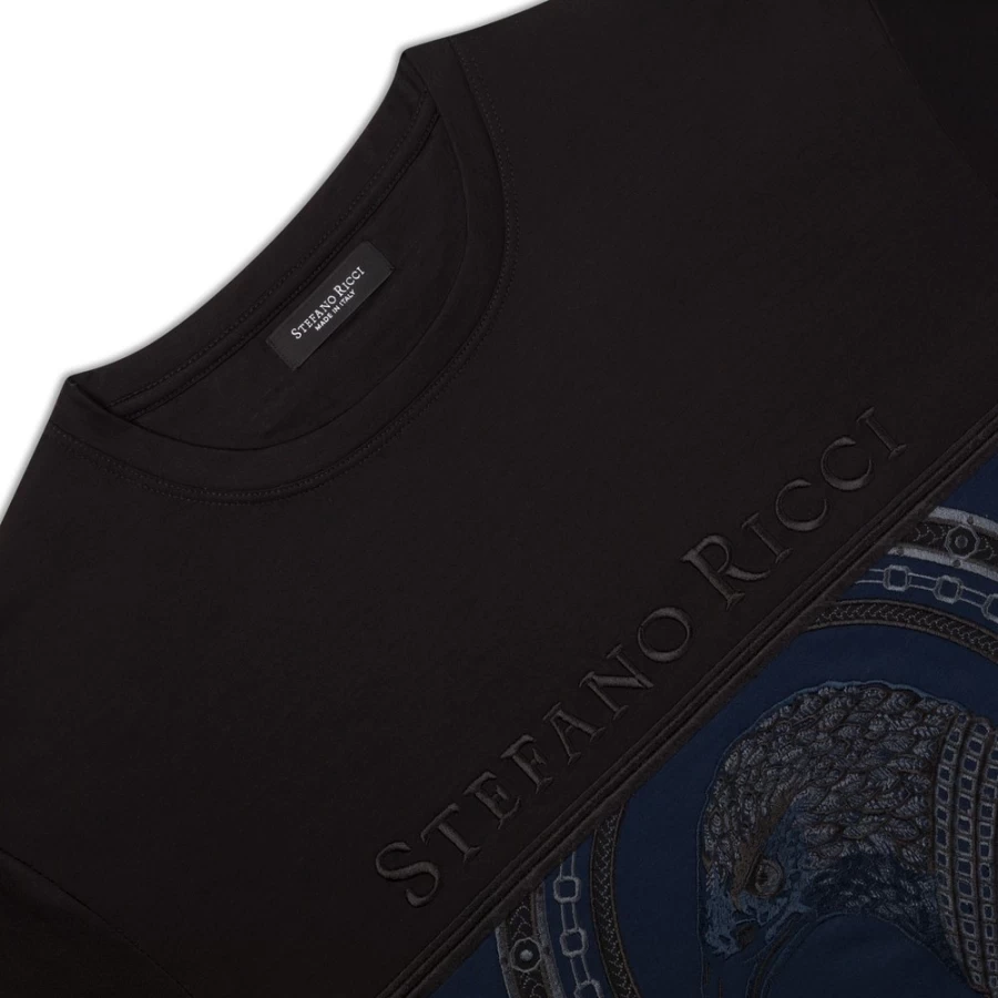Stefano Ricci Men's N999 Crew Neck T-Shirt Premium Cotton Classic Fit