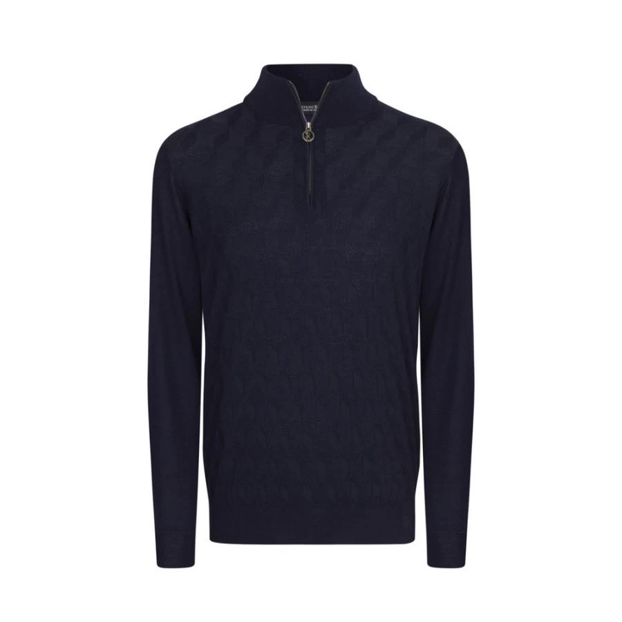 Stefano Ricci Men's Zip Mock Neck Sweater - Premium Luxury Knitwear for Men