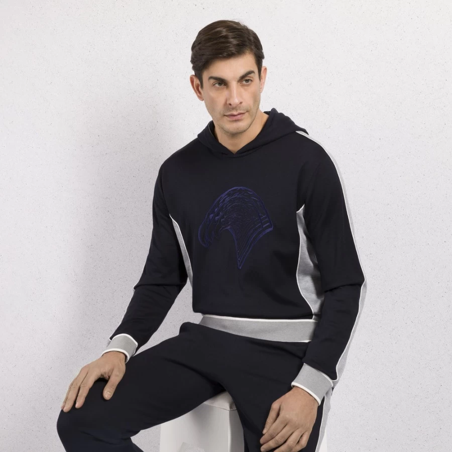 Stefano Ricci Men's Premium Hooded Jogging Sweatshirt in T23170_3188 Color